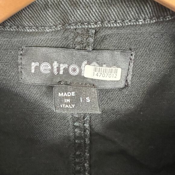 Retrofete Kiara Denim Jumpsuit Black Dark Cutouts V-Neck Puff Sleeves Women's S - Picture 12 of 14